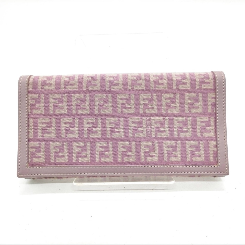 Auth FENDI Lavender Long Zucchino Wallet